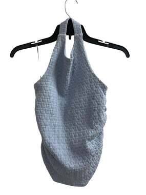 moa moa Light Blue Textured Halter Top | S